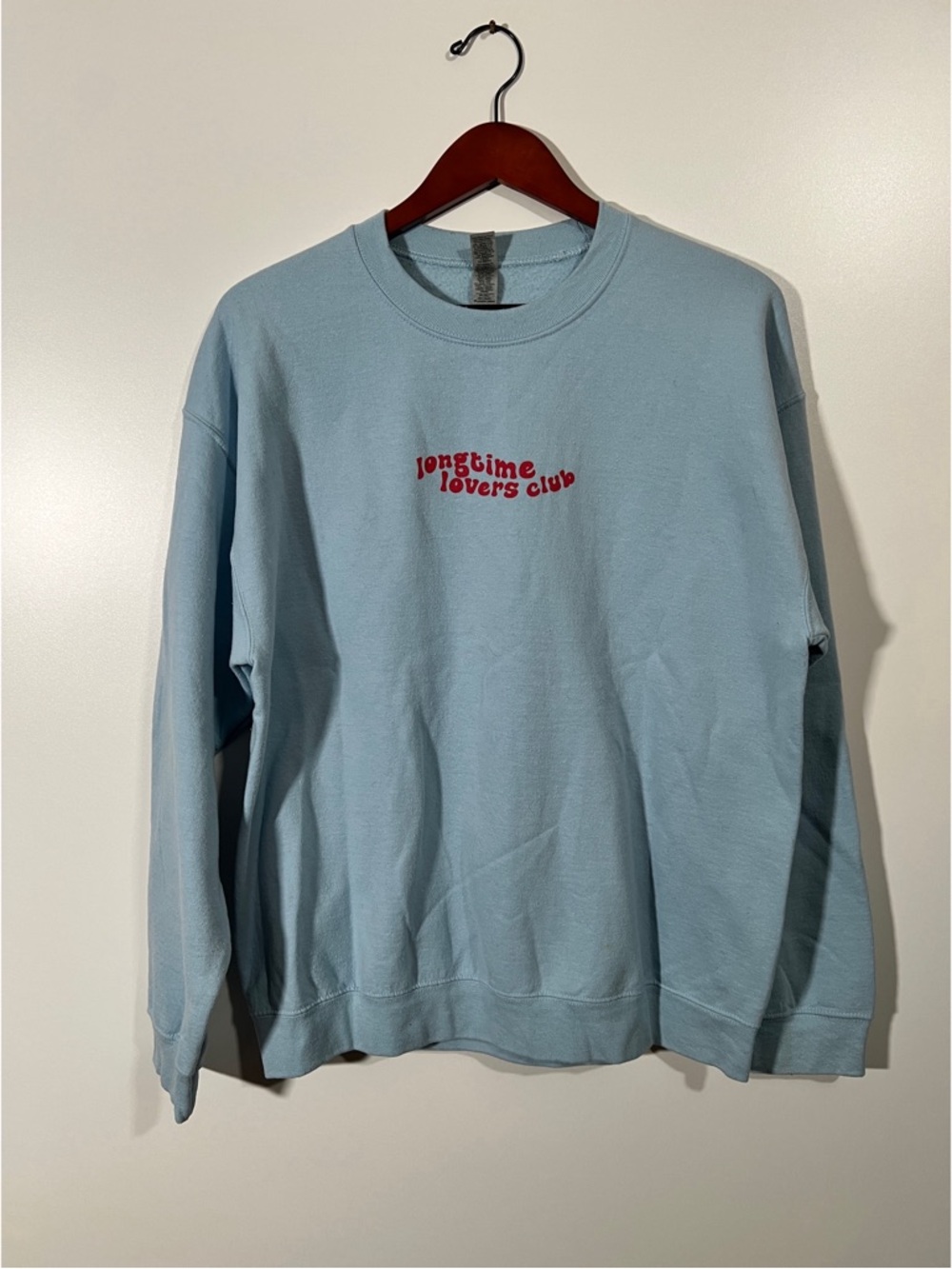 Indie Crewneck Longtime Lovers Club Light Blue and Red Size Large
